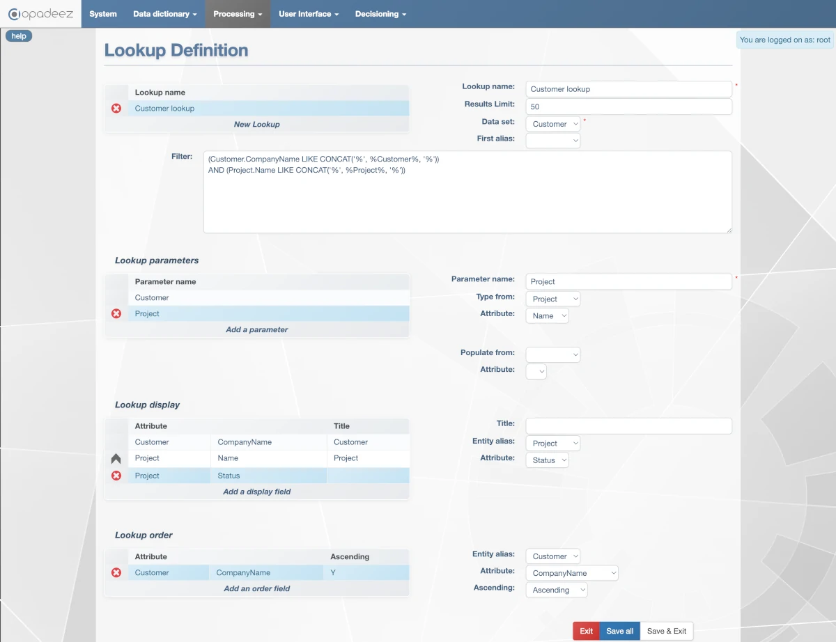 Customer Lookup Configuration