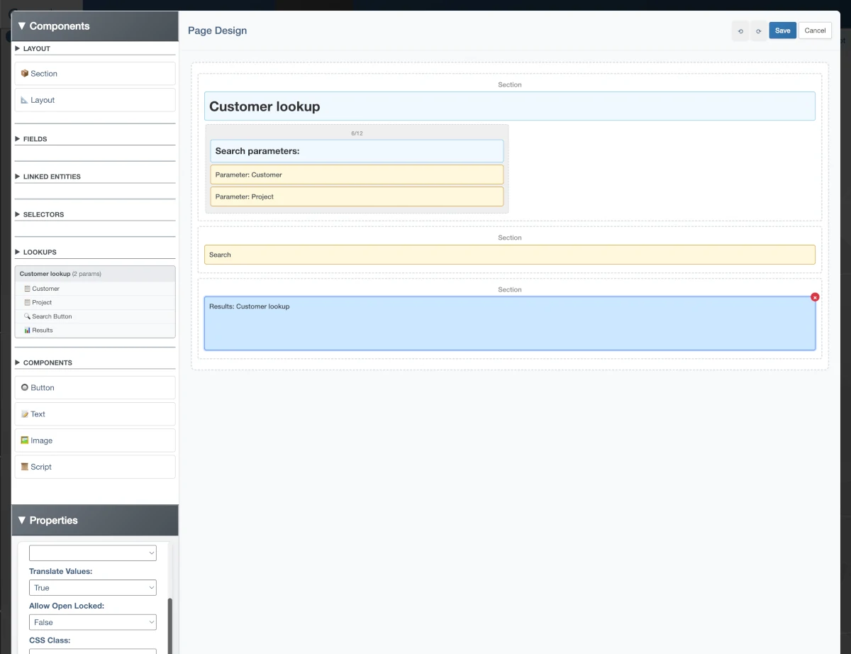 Customer Lookup Page Design