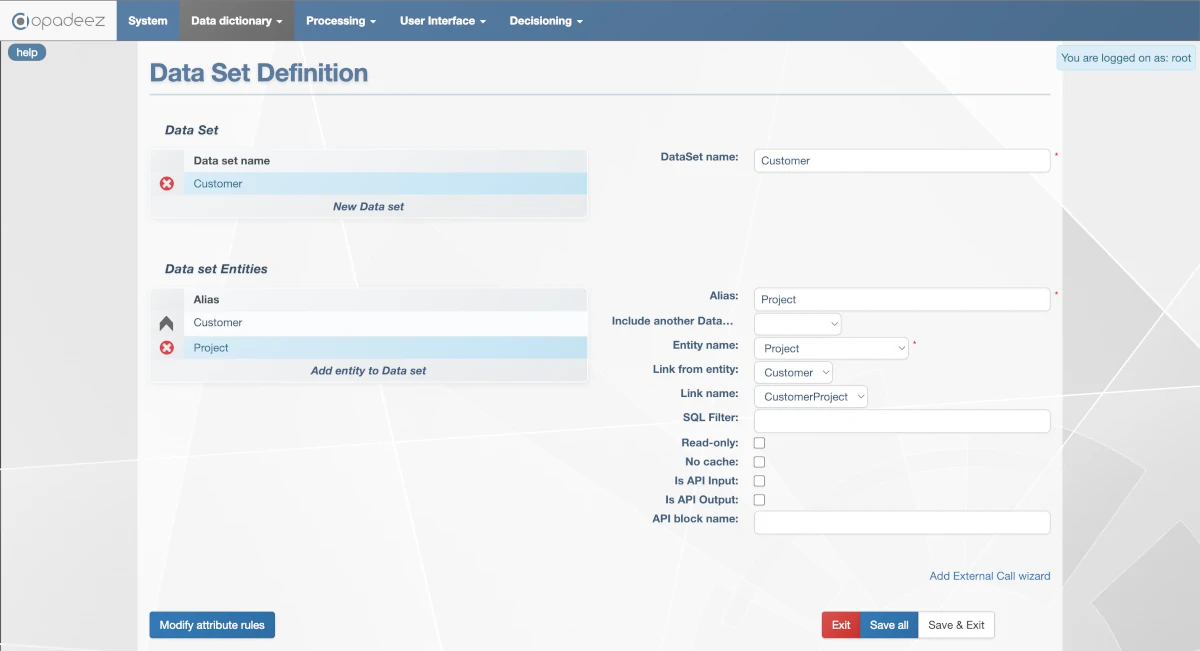 DataSet Configuration