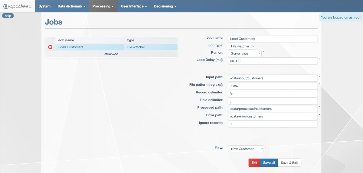File Watcher Job Configuration