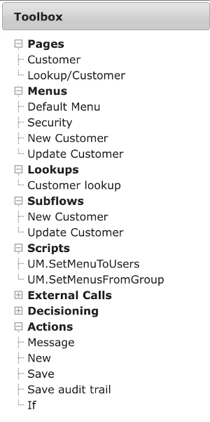 Flow Toolbox with Standard Actions
