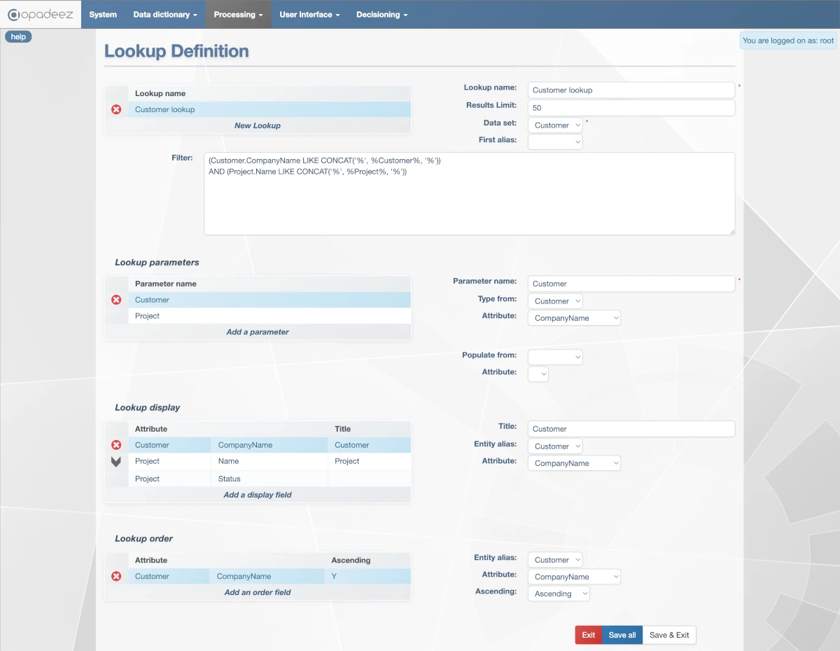 Lookup Configuration