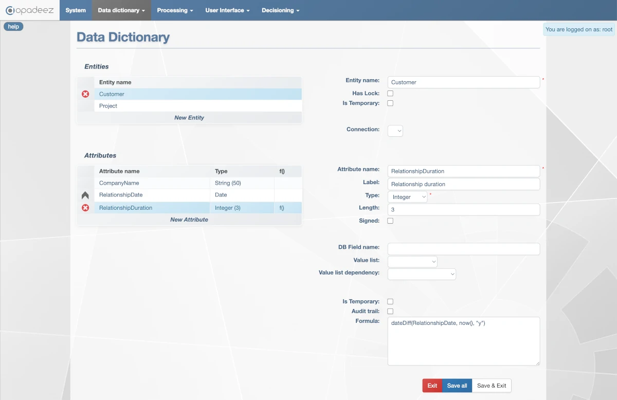 Relationship Duration Formula Configuration