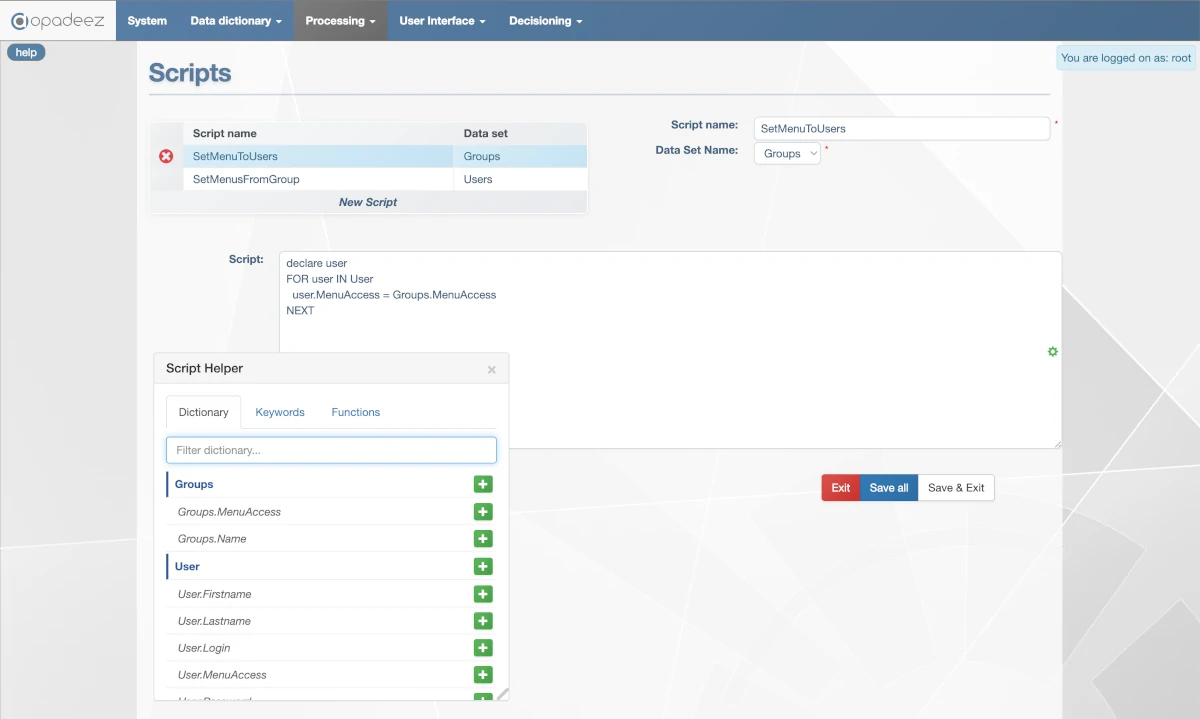 Script Configuration