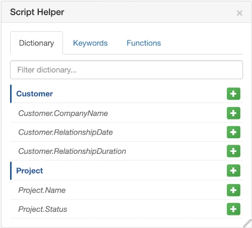 Script Helper Dictionary