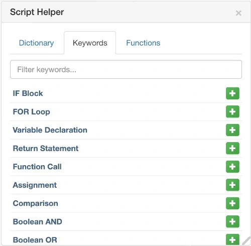 Script Helper Keywords