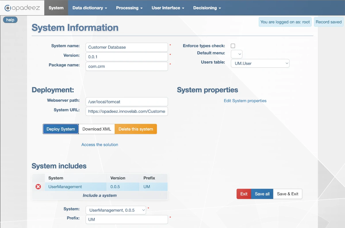System Information Setup